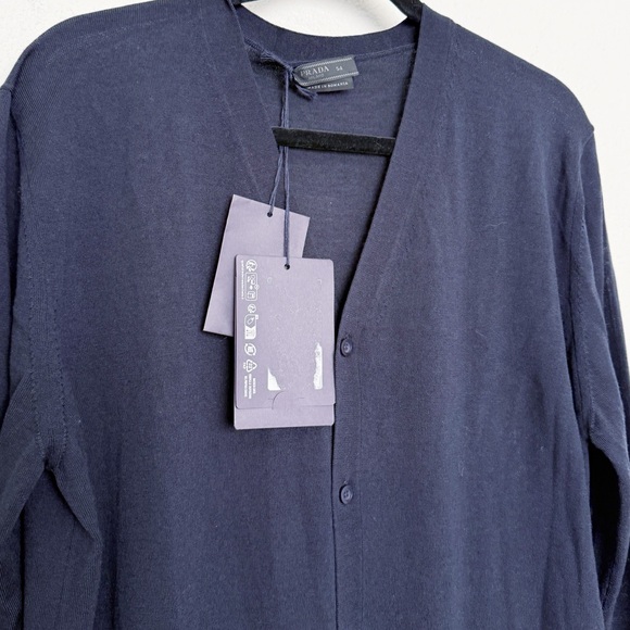 Prada Men's 100% Wool Button Down Cardigan Sweater 54 NWT